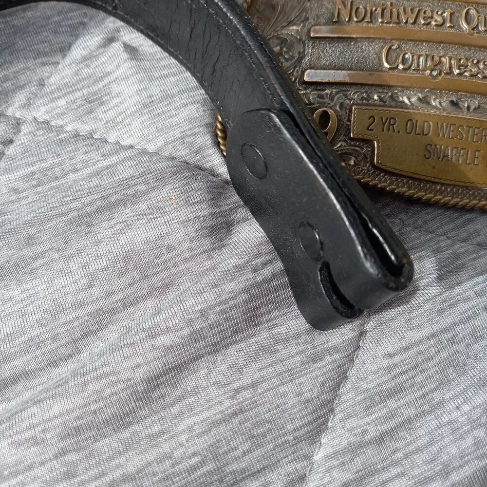 Custom Made Western Beaded Black Leather Belt Cowgirl Rodeo